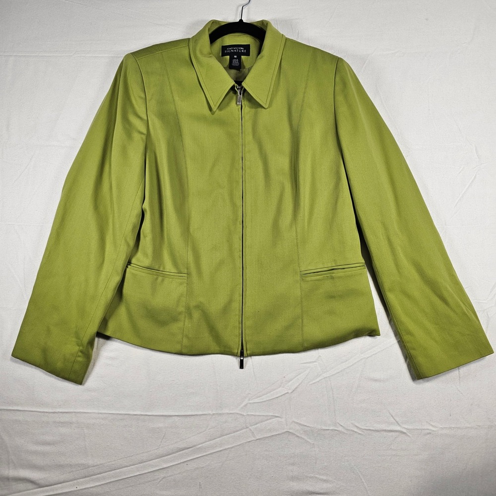 Vintage 90s Style Lime Green‎ Zip Up Jones New York Signature Women Jacket Sz 16